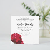 Carte de décès à la rose rouge (Debout devant)