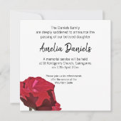 Carte de décès à la rose rouge (Devant)