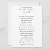 Carte de décès Floral Rose Memorial (Dos)