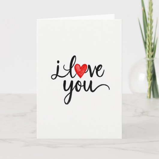 Carte de déclaration d'amour à l'encre rouge (Devant)