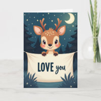 Carte de déclaration d'amour au faon mignon