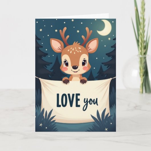 Carte de déclaration d'amour au faon mignon (Devant)