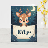 Carte de déclaration d'amour au faon mignon (Fleur jaune)