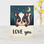 Carte de déclaration d'amour avec un bébé mouffett (Fleur jaune)
