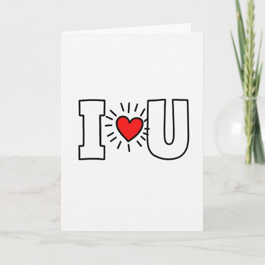 Carte de déclaration d'amour simple I ❤️ U (Devant)