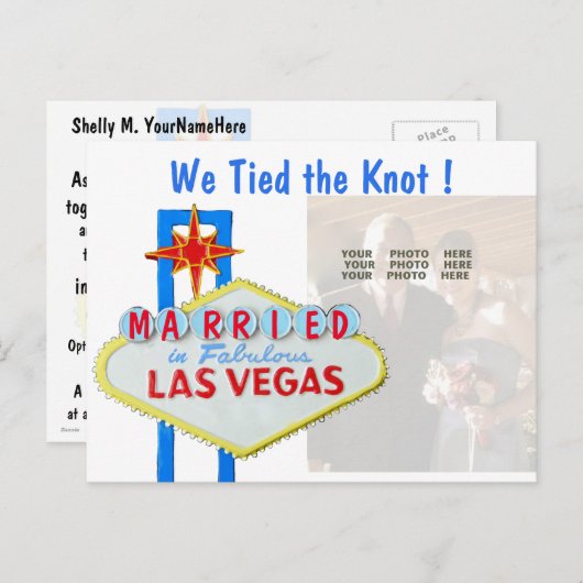 Carte de déclaration de mariage à Las Vegas (Devant / Derrière)