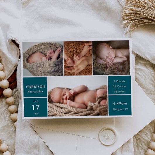 Carte de déclaration de naissance en collage photo