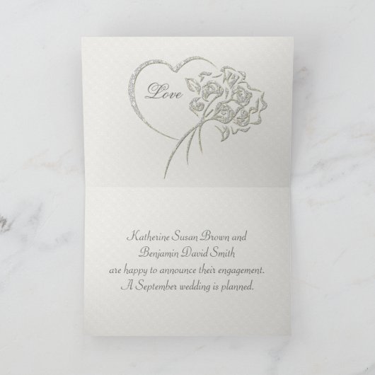 Carte de déclaration d'engagement aux roses rouges (Intérieur)