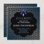 Carte de décoration baby shower bébé GARÇON Bleu r (Devant / Derrière)