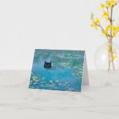 Carte de découpage de nage de chat noir dans les n (Fleur jaune)
