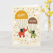 Carte de défilé d'éléphant joyeux (Fleur jaune)
