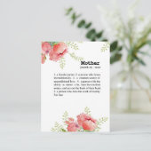 Carte de définition de la mère - cadeau de la fête (Debout devant)