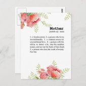 Carte de définition de la mère - cadeau de la fête (Devant / Derrière)