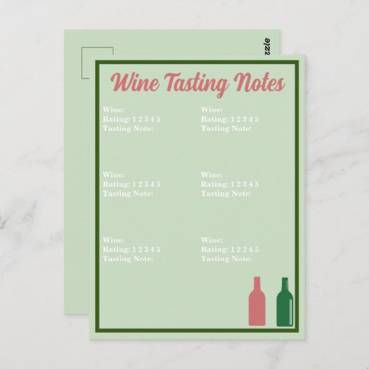 Carte de dégustation de vin (Devant / Derrière)