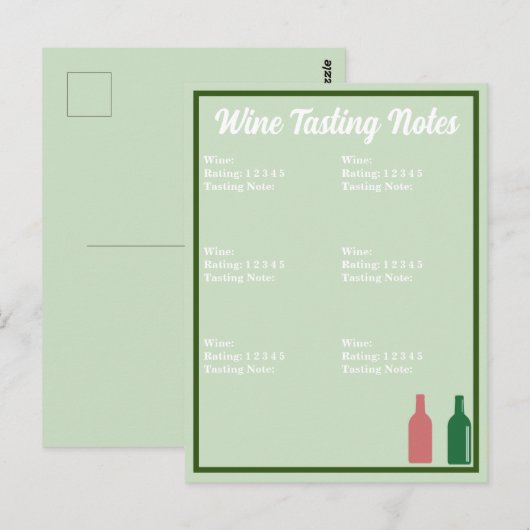 Carte de dégustation de vin (Devant / Derrière)