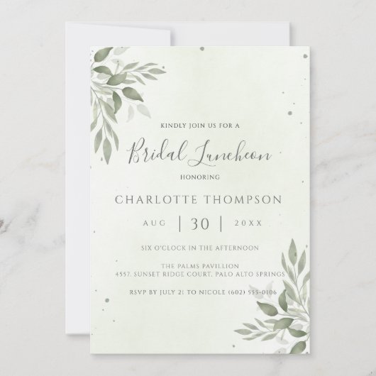 Carte de déjeuner de mariage chic avec verdure mod (Devant)