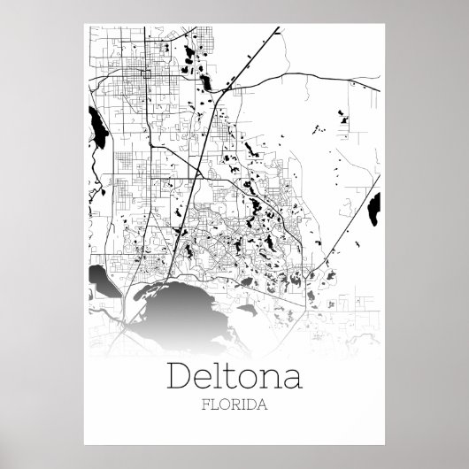 Carte de Deltona - Floride - Carte de ville Poster (Devant)