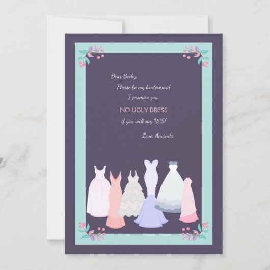 Carte de demande Bridesmaid Gowns (Devant)