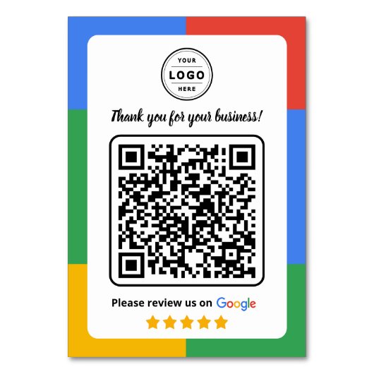 Carte de demande d'avis Google avec logo et QR Cod (Dos)