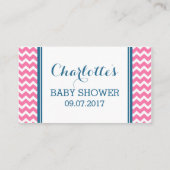 Carte de demande de Baby shower Chevron bleu rose (Dos)