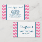Carte de demande de Baby shower Chevron bleu rose (Devant / Derrière)