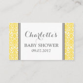Carte de demande de Baby shower Damask Jaune (Dos)