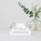 Carte de demande de Baby shower Floral Bleu & Blan (Debout devant)