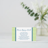 Carte de demande de Baby shower Lime Blue Chevron (Debout devant)