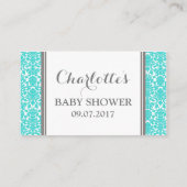 Carte de demande de Baby shower turquoise Damask (Dos)