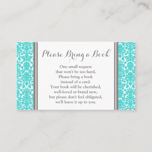Carte de demande de Baby shower turquoise Damask (Devant)