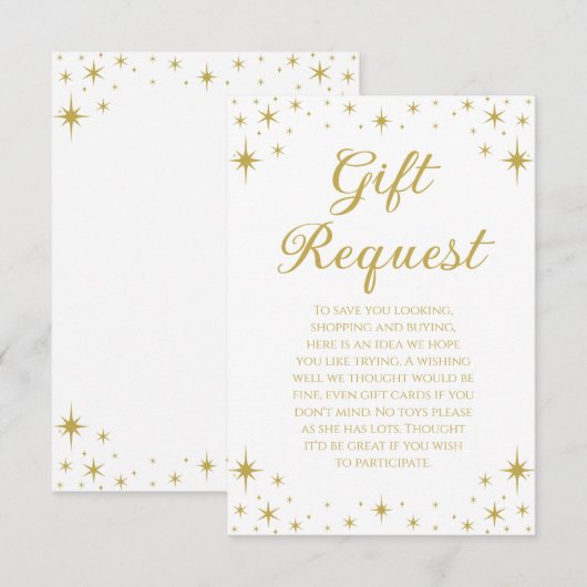 Carte de demande de cadeau d'anniversaire de la pr (Devant / Derrière)