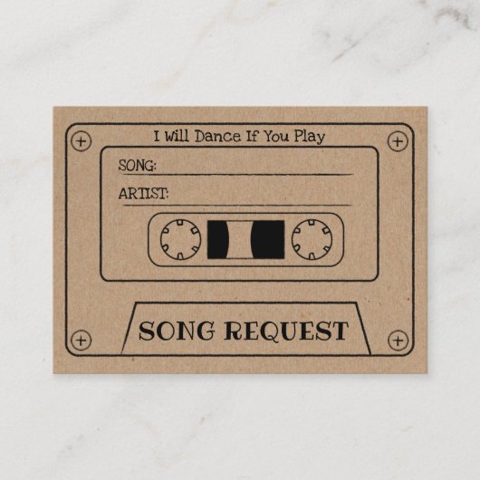 Carte de demande de chanson de mariage à cassette (Devant)