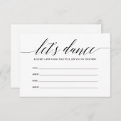 Carte de demande de chanson Let's Dance (Devant / Derrière)