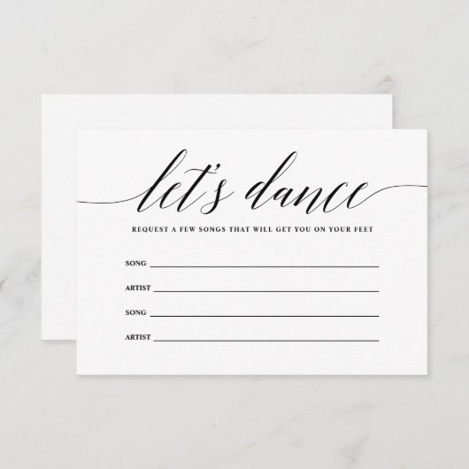 Carte de demande de chanson Let's Dance (Devant / Derrière)