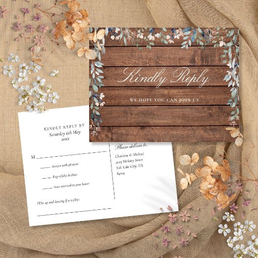 Carte de demande de chanson rustique florale RSVP