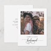 Carte de demande de demoiselle d'honneur Chic avec (Devant / Derrière)