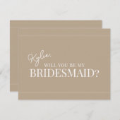 Carte de demande de demoiselle d'honneur moderne (Devant / Derrière)