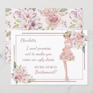 Carte de demande de demoiselle d'honneur personnal