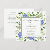 Carte de demande de fleurs d'hydrangea bleues pour (Devant / Derrière)