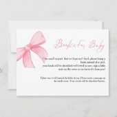 Carte de demande de livre Boho Pink Bow pour bébé (Devant)