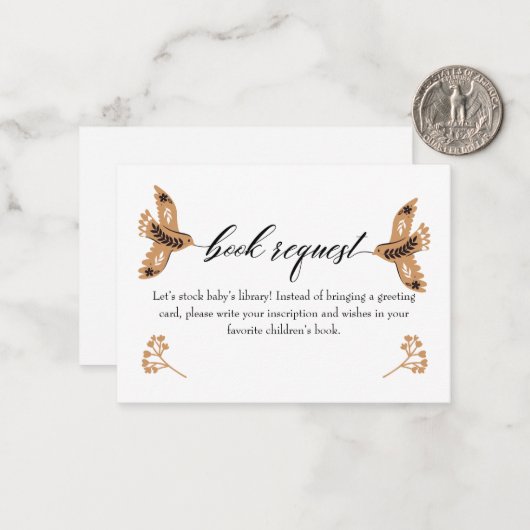 Carte de demande de livre de bois pour bébé (Devant/Arrière en situation)