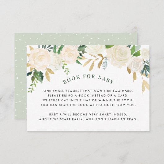 Carte de demande de livre pour bébé à motif floral (Devant / Derrière)