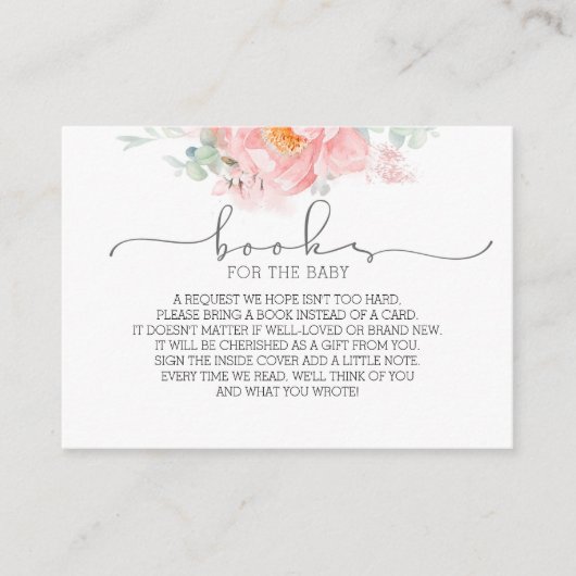 Carte de demande de livres pour Baby Shower Floral (Devant)