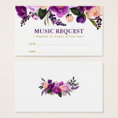 Carte de demande de musique Mariage violet Floral  (Devant & derrière)