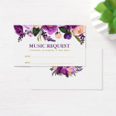 Carte de demande de musique Mariage violet Floral  (Bureau)