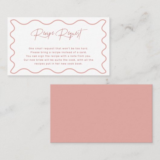 Carte de demande de recette de bordure rose et bla (Devant / Derrière)