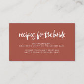 Carte de demande de recette de brique brûlée moder (Devant)