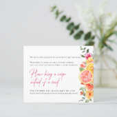 Carte de demande de recette de mariage aux fleurs (Debout devant)