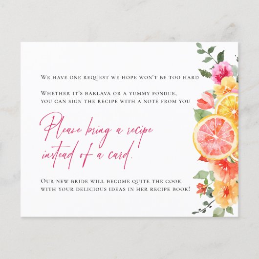 Carte de demande de recette de mariage aux fleurs (Devant)