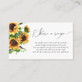 Carte de demande de recette de tournesol (Devant)